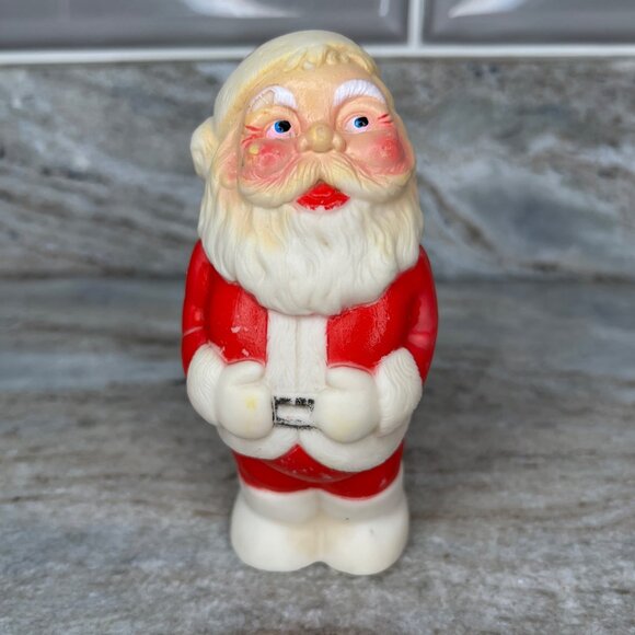 Vintage Santa Claus Squeaky Toy Christmas 5"  Kitschy Rubber Soft Taiwan Retro - Picture 2 of 9